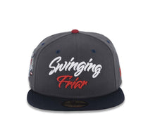 Load image into Gallery viewer, San Diego Padres New Era MLB 59FIFTY 5950 Fitted Cap Hat Dark Gray Crown Navy Blue Visor White/Cardinal Script/Text Logo 40th Anniversary Side Patch
