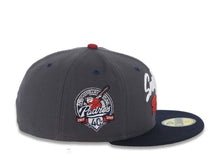 Load image into Gallery viewer, San Diego Padres New Era MLB 59FIFTY 5950 Fitted Cap Hat Dark Gray Crown Navy Blue Visor White/Cardinal Script/Text Logo 40th Anniversary Side Patch