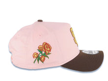 Load image into Gallery viewer, San Diego Padres New Era MLB 9FORTY 940 Adjustable A-Frame Cap Hat Pink Crown Brown Visor Metallic Gold/Brown Logo Flower/Rose Side Patch Gray UV