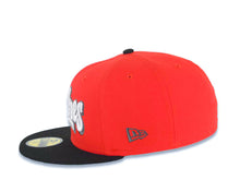 Load image into Gallery viewer, San Diego Padres New Era MLB 59FIFTY 5950 Fitted Cap Hat Red Crown Black Visor White/Metallic Black Script Logo Stadium Side Patch Green UV