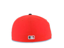 Load image into Gallery viewer, San Diego Padres New Era MLB 59FIFTY 5950 Fitted Cap Hat Red Crown Black Visor White/Metallic Black Script Logo Stadium Side Patch Green UV