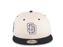 Load image into Gallery viewer, San Diego Padres New Era MLB 9FIFTY 950 Snapback Cap Hat Cream Crown Black Visor White/Black Logo 25th Anniversary Side Patch Green UV