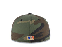 Load image into Gallery viewer, San Diego Padres New Era MLB 59FIFTY 5950 Fitted Cap Hat Camo Crown Black Visor Light Khaki Script Logo Stadium Side Patch Gray UV
