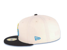 Load image into Gallery viewer, San Diego Padres New Era MLB 59FIFTY 5950 Fitted Cap Hat Cream Crown Black Visor Yellow/Blue Logo 1984 World Series Side Patch Gray UV