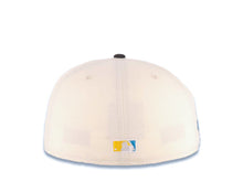 Load image into Gallery viewer, San Diego Padres New Era MLB 59FIFTY 5950 Fitted Cap Hat Cream Crown Black Visor Yellow/Blue Logo 1984 World Series Side Patch Gray UV