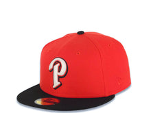 Load image into Gallery viewer, San Diego Padres New Era MLB 59FIFTY 5950 Fitted Cap Hat Red Crown Black Visor Glow White/Black Logo 1998 World Series Side Patch Gray UV