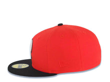 Load image into Gallery viewer, San Diego Padres New Era MLB 59FIFTY 5950 Fitted Cap Hat Red Crown Black Visor Glow White/Black Logo 1998 World Series Side Patch Gray UV