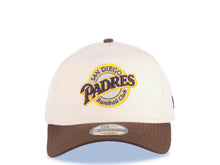 Load image into Gallery viewer, San Diego Padres New Era MLB 9FORTY 940 Adjustable A-Frame Cap Hat Cream Crown Brown Visor Brown/Yellow Baseball Club Logo Gray UV