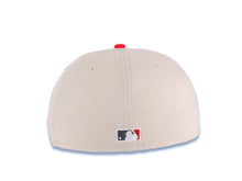 Load image into Gallery viewer, San Diego Padres New Era MLB 59FIFTY 5950 Fitted Cap Hat Stone Crown Red Visor Metallic Black/Red Script Logo Swinging Friar Side Patch Gray UV