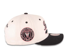 Load image into Gallery viewer, Inter Miami Mitchell & Ness Adjustable Snapback Cap Hat Cream Crown Black Visor Black/Pink Logo (Tail Sweep)