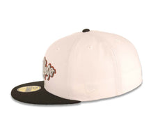 Load image into Gallery viewer, San Diego Padres New Era MLB 59FIFTY 5950 Fitted Cap Hat White Crown Black Visor Metallic Black/Red Script/Text Logo Petco Park 20 Years Side Patch
