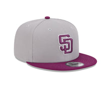 Load image into Gallery viewer, San Diego Padres New Era MLB 9FIFTY 950 Snapback Cap Hat Gray Crown Purple Visor Purple/White Logo (Color Pack)