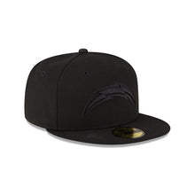 Load image into Gallery viewer, Los Angeles Chargers New Era NFL 59FIFTY 5950 Fitted Black On Black/Blacked Out Cap Hat Black Crown/Visor Black Logo Black UV