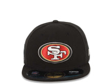 Load image into Gallery viewer, San Francisco 49ers New Era 59FIFTY 5950 Fitted Cap Hat Black Crown/Visor Team Color Logo Super Bowl Side Patch
