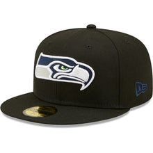 Load image into Gallery viewer, Seattle Seahawks New Era NFL 59FIFTY 5950 Fitted Cap Hat Black Crown/Visor Team Color Logo