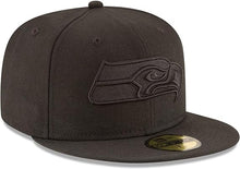 Load image into Gallery viewer, Seattle Seahawks New Era NFL 59FIFTY 5950 Fitted Cap Hat Black Crown/Visor Black Logo