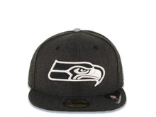 Load image into Gallery viewer, Seattle Seahawks New Era NFL 59FIFTY 5950 Fitted Heather Cap Hat Gray/Black Crown/Visor Black/White Logo