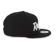 Load image into Gallery viewer, Las Vegas Raiders New Era 9FIFTY 950 Snapback Cap Hat Black Crown/Visor White Script/Text Logo Gray UV