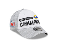 Load image into Gallery viewer, Los Angeles Rams New Era NFL 9FORTY 940 Adjustable Cap Hat White Crown Gray Visor Team Color Logo Super Bowl LVI Patches