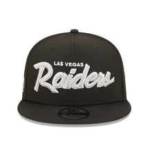 Load image into Gallery viewer, Las Vegas Raiders New Era 9FIFTY 950 Snapback Cap Hat Black Crown/Visor White Text Logo