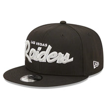 Load image into Gallery viewer, Las Vegas Raiders New Era 9FIFTY 950 Snapback Cap Hat Black Crown/Visor White Text Logo