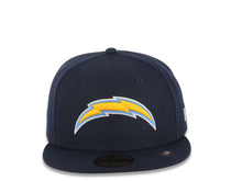 Load image into Gallery viewer, Los Angeles Chargers New Era NFL 59FIFTY 5950 Fitted Cap Hat Navy Blue Crown/Visor Yellow/Sky Blue/White Logo Gray UV