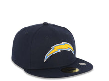 Load image into Gallery viewer, Los Angeles Chargers New Era NFL 59FIFTY 5950 Fitted Cap Hat Navy Blue Crown/Visor Yellow/Sky Blue/White Logo Gray UV