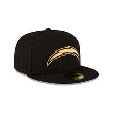 Load image into Gallery viewer, Los Angeles Chargers New Era NFL 59FIFTY 5950 Fitted Cap Hat Black Crown/Visor Metallic Gold/Black Logo