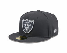 Load image into Gallery viewer, Raiders New Era 59FIFTY 5950 Fitted Cap Hat Dark Gray Crown/Visor Team Color Logo Once A Raider Always A Raider (2024 Draft)