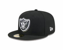Load image into Gallery viewer, Raiders New Era 59FIFTY 5950 Fitted Cap Hat Black Crown/Visor Team Color Logo Once A Raider Always A Raider (2024 Draft)