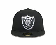 Load image into Gallery viewer, Raiders New Era 59FIFTY 5950 Fitted Cap Hat Black Crown/Visor Team Color Logo Once A Raider Always A Raider (2024 Draft)