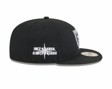 Load image into Gallery viewer, Raiders New Era 59FIFTY 5950 Fitted Cap Hat Black Crown/Visor Team Color Logo Once A Raider Always A Raider (2024 Draft)
