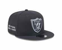 Load image into Gallery viewer, Raiders New Era 9FIFTY 950 Snapback Cap Hat Dark Gray Crown/Visor Gray Logo Once A Raider Always A Raider (2024 Draft)