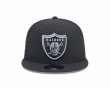 Load image into Gallery viewer, Raiders New Era 9FIFTY 950 Snapback Cap Hat Dark Gray Crown/Visor Gray Logo Once A Raider Always A Raider (2024 Draft)