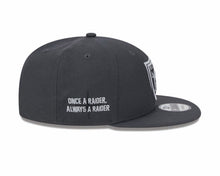 Load image into Gallery viewer, Raiders New Era 9FIFTY 950 Snapback Cap Hat Dark Gray Crown/Visor Gray Logo Once A Raider Always A Raider (2024 Draft)