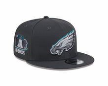 Load image into Gallery viewer, Philadelphia Eagles New Era NFL 9FIFTY 950 Snapback Cap Hat Dark Gray Crown/Visor Team Color Logo Go Birds (2024 Draft)