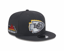 Load image into Gallery viewer, Kansas City Chiefs New Era NFL 9FIFTY 950 Snapback Cap Hat Dark Gray Crown/Visor Team Color Logo Chiefs Kingdom (2024 Draft)