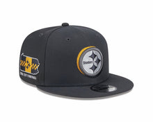 Load image into Gallery viewer, Pittsburgh Steelers New Era NFL 9FIFTY 950 Snapback Cap Hat Dark Gray Crown/Visor Team Color Logo Steel City Football (2024 Draft)
