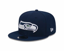 Load image into Gallery viewer, Seattle Seahawks New Era NFL 9FIFTY 950 Snapback Cap Hat Navy Blue Crown/Visor Team Coloe Logo Sea Hawks 12 (2024 Draft)