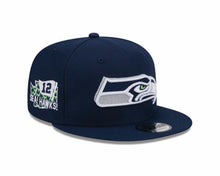 Load image into Gallery viewer, Seattle Seahawks New Era NFL 9FIFTY 950 Snapback Cap Hat Navy Blue Crown/Visor Team Coloe Logo Sea Hawks 12 (2024 Draft)