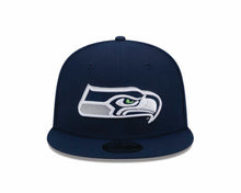 Load image into Gallery viewer, Seattle Seahawks New Era NFL 9FIFTY 950 Snapback Cap Hat Navy Blue Crown/Visor Team Coloe Logo Sea Hawks 12 (2024 Draft)