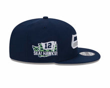 Load image into Gallery viewer, Seattle Seahawks New Era NFL 9FIFTY 950 Snapback Cap Hat Navy Blue Crown/Visor Team Coloe Logo Sea Hawks 12 (2024 Draft)