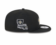 Load image into Gallery viewer, New Orleans Saints New Era NFL 9FIFTY 950 Snapback Cap Hat Black Crown/Visor Team Color Logo State Map (2024 Draft)