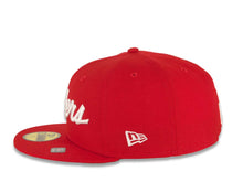 Load image into Gallery viewer, Raiders New Era 59FIFTY 5950 Fitted Cap Hat Red Crown/Visor White Text/Script Logo Gray UV