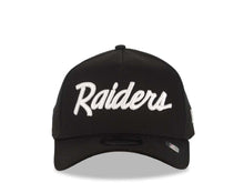 Load image into Gallery viewer, Raiders New Era 9FORTY 940 Adjustable A-Frame Cap Hat Black Crown/Visor White Script/Text Logo