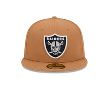 Load image into Gallery viewer, Las Vegas Raiders New Era NFL 59FIFTY 5950 Fitted Cap Hat Light Brown Crown/Visor Team Color Logo (Super Bowl 18)
