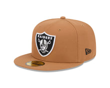 Load image into Gallery viewer, Las Vegas Raiders New Era NFL 59FIFTY 5950 Fitted Cap Hat Light Brown Crown/Visor Team Color Logo (Super Bowl 18)