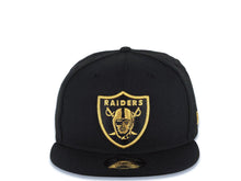 Load image into Gallery viewer, Las Vegas Raiders New Era NFL 9FIFTY 950 Snapback Cap Hat Black Crown/Visor Metallic Gold Logo Black UV
