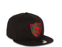 Load image into Gallery viewer, Las Vegas Raiders New Era NFL 9FIFTY 950 Snapback Cap Hat Black Crown/Visor Red/Green Logo Green UV