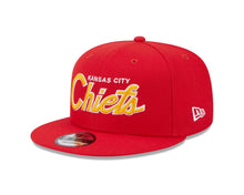Load image into Gallery viewer, Kansas City Chiefs New Era NFL 9FIFTY 950 Snapback Cap Hat Red Crown/Visor Yellow Text/Script Logo